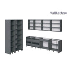 Set di mobili da cucina base bianchi lucidi, larghezza 3 metri, 1 cucina