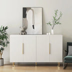 Credenza/Mobile Buffet Scanalato Bianco/Nero, Mobile Contenitore a 2 Ante, Montaggio da 1 Persona
