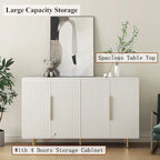 Credenza/Mobile Buffet Scanalato Bianco/Nero, Mobile Contenitore a 2 Ante, Montaggio da 1 Persona