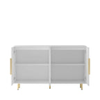 Credenza/Mobile Buffet Scanalato Bianco/Nero, Mobile Contenitore a 2 Ante, Montaggio da 1 Persona