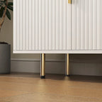 Credenza/Mobile Buffet Scanalato Bianco/Nero, Mobile Contenitore a 2 Ante, Montaggio da 1 Persona