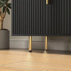 Credenza/Mobile Buffet Scanalato Bianco/Nero, Mobile Contenitore a 2 Ante, Montaggio da 1 Persona