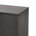 Credenza in legno color tortora/blu navy/nero, ripiani regolabili e maniglie dorate