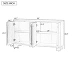 Credenza in legno color tortora/blu navy/nero, ripiani regolabili e maniglie dorate