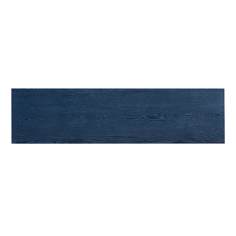 Credenza in legno color tortora/blu navy/nero, ripiani regolabili e maniglie dorate