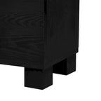 Credenza in legno color tortora/blu navy/nero, ripiani regolabili e maniglie dorate