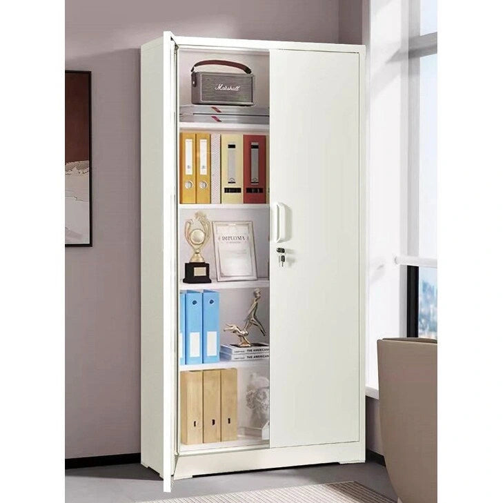 Armadietto portaoggetti in acciaio da 180 cm con 2 ante con serratura e 4 ripiani regolabili – Nero / Bianco crema / Grigio, montaggio in 1 persona