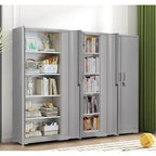 Armadietto portaoggetti in acciaio da 180 cm con 2 ante con serratura e 4 ripiani regolabili – Nero / Bianco crema / Grigio, montaggio in 1 persona