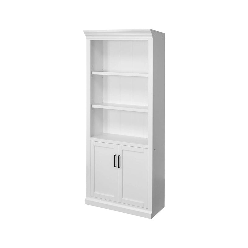 Libreria bassa con ante finitura legno bianco, singola, completamente assemblata