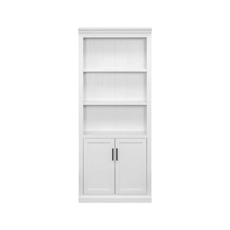 Libreria bassa con ante finitura legno bianco, singola, completamente assemblata
