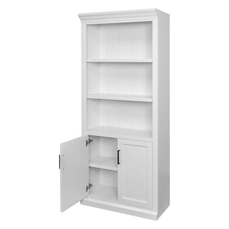 Libreria bassa con ante finitura legno bianco, singola, completamente assemblata