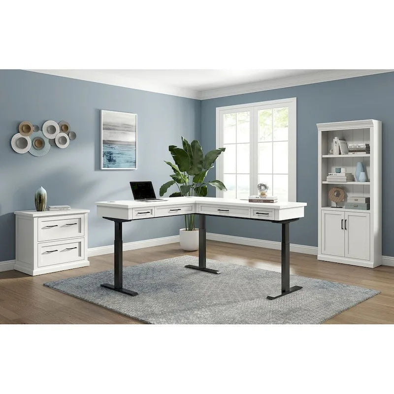 Libreria bassa con ante finitura legno bianco, singola, completamente assemblata