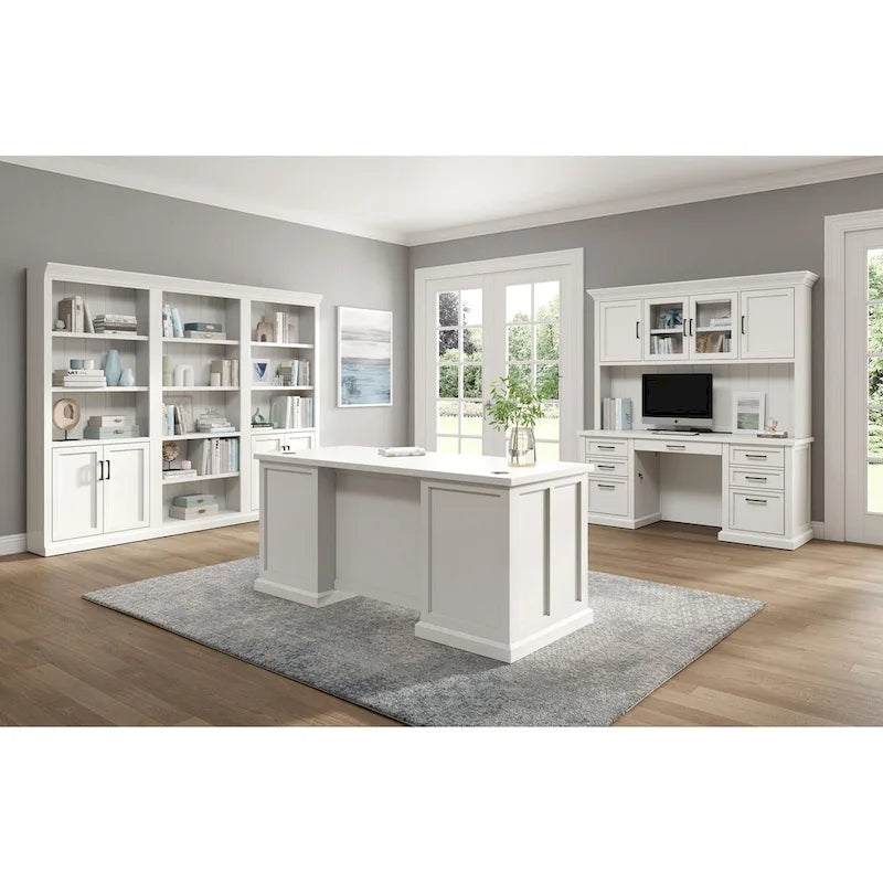 Libreria bassa con ante finitura legno bianco, singola, completamente assemblata
