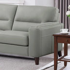 Divano sezionale Hydeline Elm in pelle primo fiore con chaise longue, piume, memory foam e molle