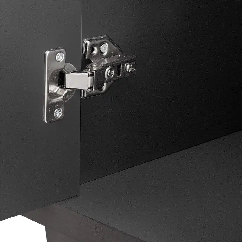Credenza con ante in lino beige/nero, 2 opzioni di colore, utilizzo singolo