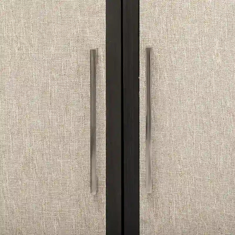 Credenza con ante in lino beige/nero, 2 opzioni di colore, utilizzo singolo