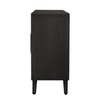 Credenza con ante in lino beige/nero, 2 opzioni di colore, utilizzo singolo