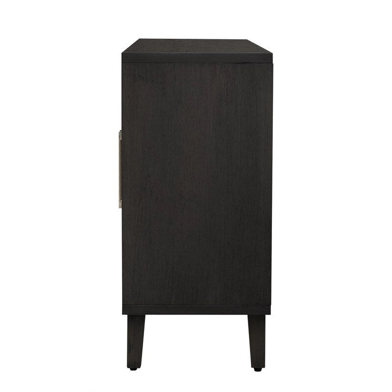 Credenza con ante in lino beige/nero, 2 opzioni di colore, utilizzo singolo
