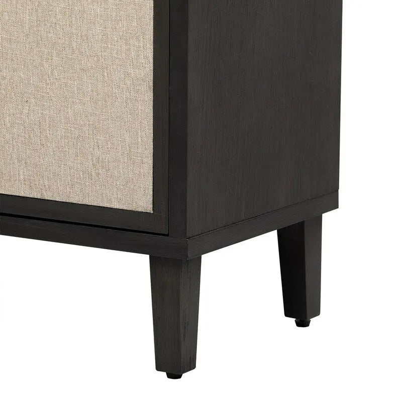 Credenza con ante in lino beige/nero, 2 opzioni di colore, utilizzo singolo