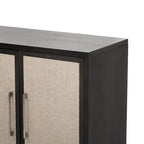 Credenza con ante in lino beige/nero, 2 opzioni di colore, utilizzo singolo