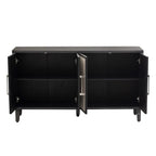 Credenza con ante in lino beige/nero, 2 opzioni di colore, utilizzo singolo