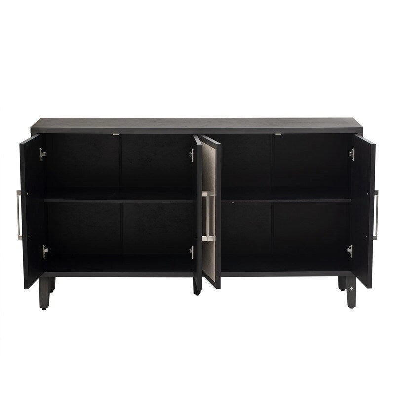 Credenza con ante in lino beige/nero, 2 opzioni di colore, utilizzo singolo