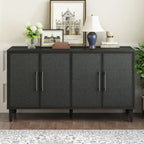 Credenza con ante in lino beige/nero, 2 opzioni di colore, utilizzo singolo