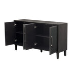 Credenza con ante in lino beige/nero, 2 opzioni di colore, utilizzo singolo