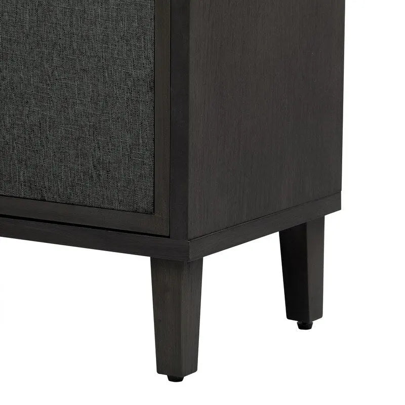 Credenza con ante in lino beige/nero, 2 opzioni di colore, utilizzo singolo