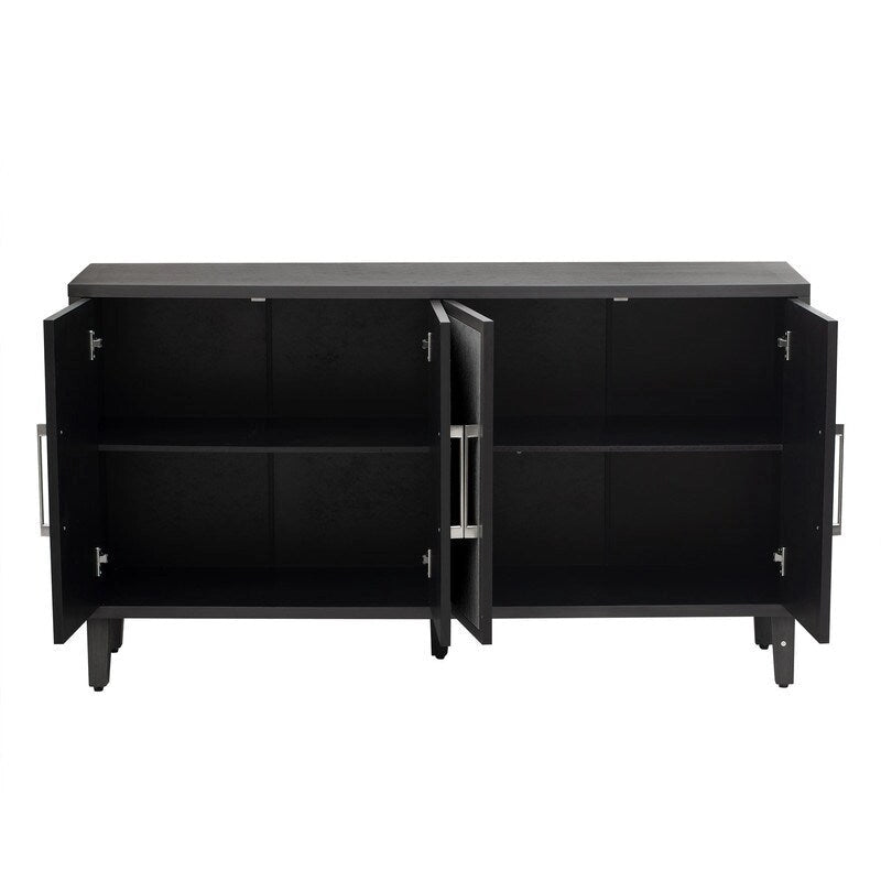 Credenza con ante in lino beige/nero, 2 opzioni di colore, utilizzo singolo