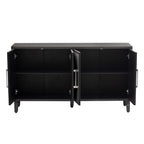 Credenza con ante in lino beige/nero, 2 opzioni di colore, utilizzo singolo