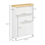 Carrello Portaoggetti Slim da Bagno su Ruote, Bianco, a 3 Ripiani, per Uso Singolo