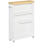 Carrello Portaoggetti Slim da Bagno su Ruote, Bianco, a 3 Ripiani, per Uso Singolo