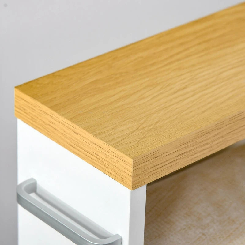 Carrello Portaoggetti Slim da Bagno su Ruote, Bianco, a 3 Ripiani, per Uso Singolo