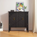 Credenza a 2 ante Nera / Grigia con Scaffali Regolabili, Stile Vintage