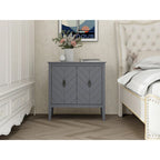 Credenza a 2 ante Nera / Grigia con Scaffali Regolabili, Stile Vintage