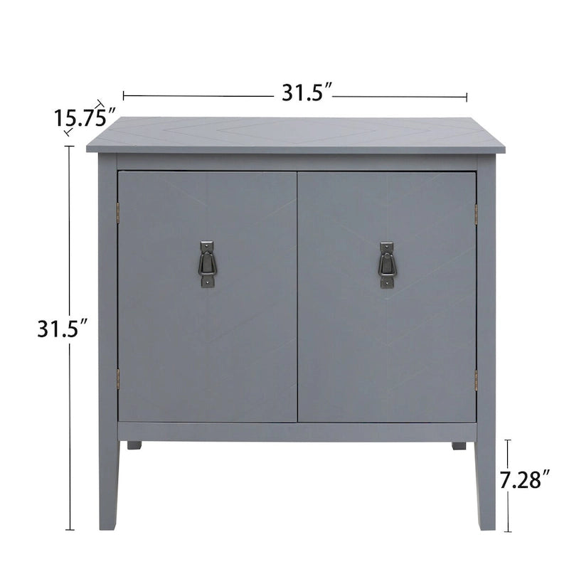 Credenza a 2 ante Nera / Grigia con Scaffali Regolabili, Stile Vintage