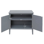 Credenza a 2 ante Nera / Grigia con Scaffali Regolabili, Stile Vintage