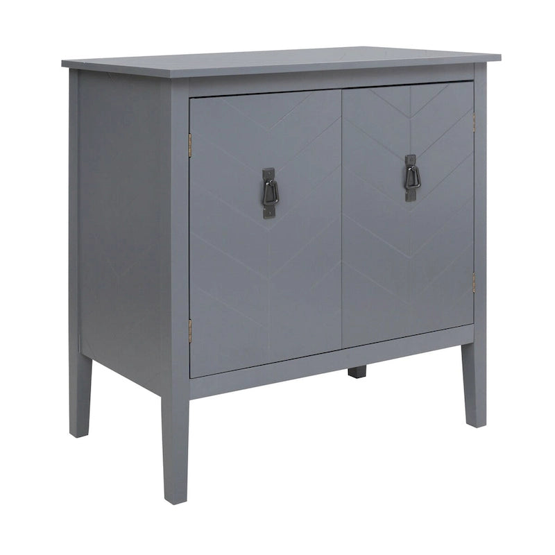 Credenza a 2 ante Nera / Grigia con Scaffali Regolabili, Stile Vintage