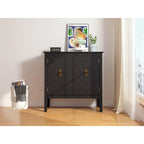 Credenza a 2 ante Nera / Grigia con Scaffali Regolabili, Stile Vintage