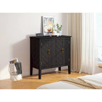 Credenza a 2 ante Nera / Grigia con Scaffali Regolabili, Stile Vintage