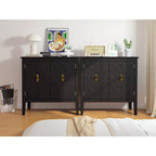 Credenza a 2 ante Nera / Grigia con Scaffali Regolabili, Stile Vintage