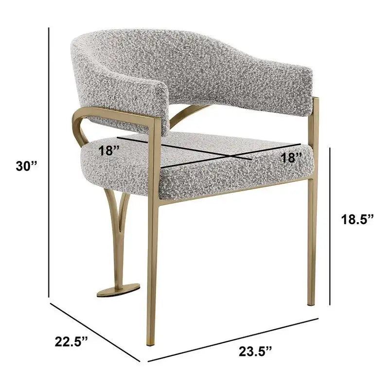 Nero e oro / Bouclé / Set da 2 – Sedie da pranzo con bottoni capitonné