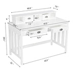 Yaheetech Scrivania per Computer Moderna, Postazione di Lavoro con Organizer Mobile Rimovibile, 4 Cassetti, Gambe in Legno di Pino