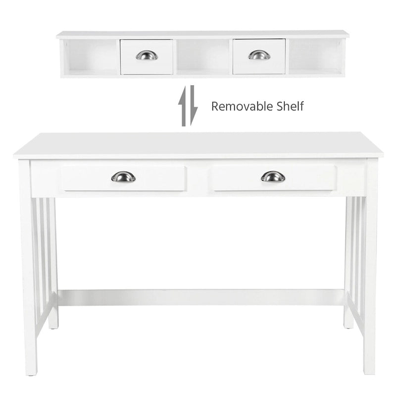 Yaheetech Scrivania per Computer Moderna, Postazione di Lavoro con Organizer Mobile Rimovibile, 4 Cassetti, Gambe in Legno di Pino