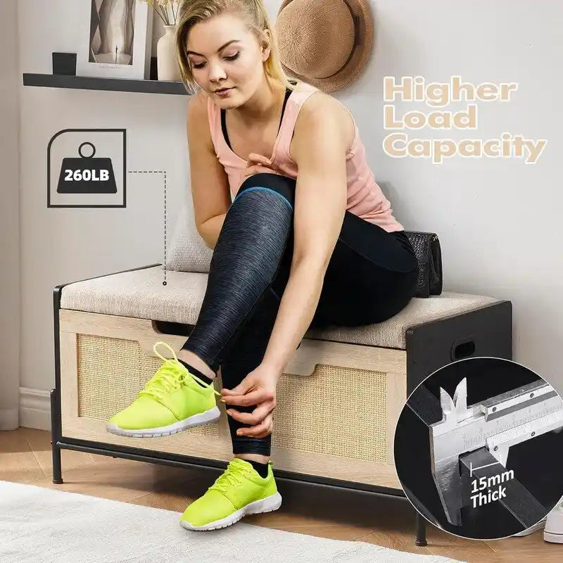 Panca Contenitore Baule Contenitore in Rattan, per Ingresso, Soggiorno e Camera da Letto