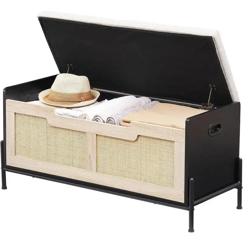 Panca Contenitore Baule Contenitore in Rattan, per Ingresso, Soggiorno e Camera da Letto