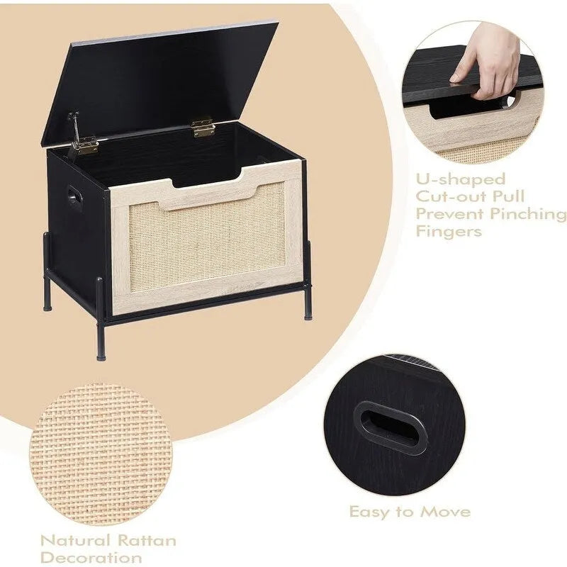 Panca Contenitore Baule Contenitore in Rattan, per Ingresso, Soggiorno e Camera da Letto